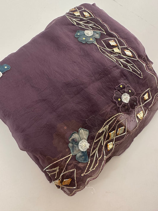 Organza Appliqué Work saree -M27