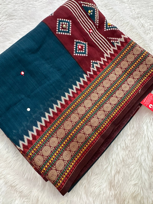 Premium Designer Chanderi Mul Fabric With Designer Border and Weaving Pallu with Tassels❤️❤️-JU3