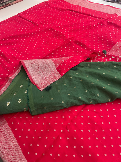 Banarsi Crape Silver Butties