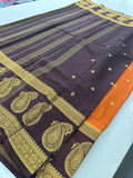 Vintage Semi Crepe Silk Saree with contrast butti blouse and mango border-Au15