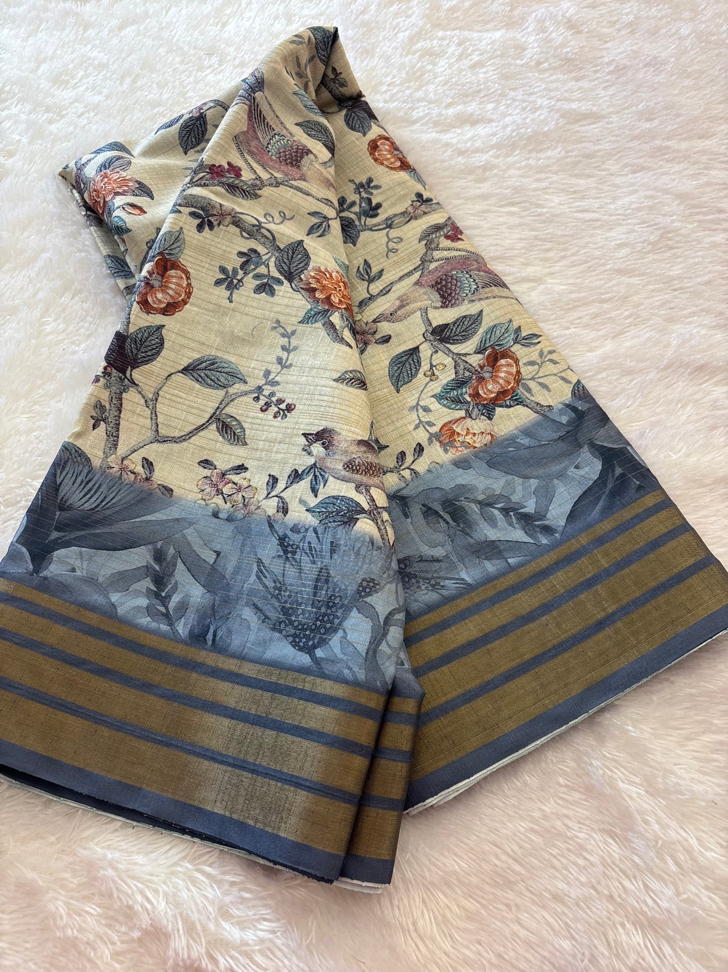 Digital printed Tussar saree
