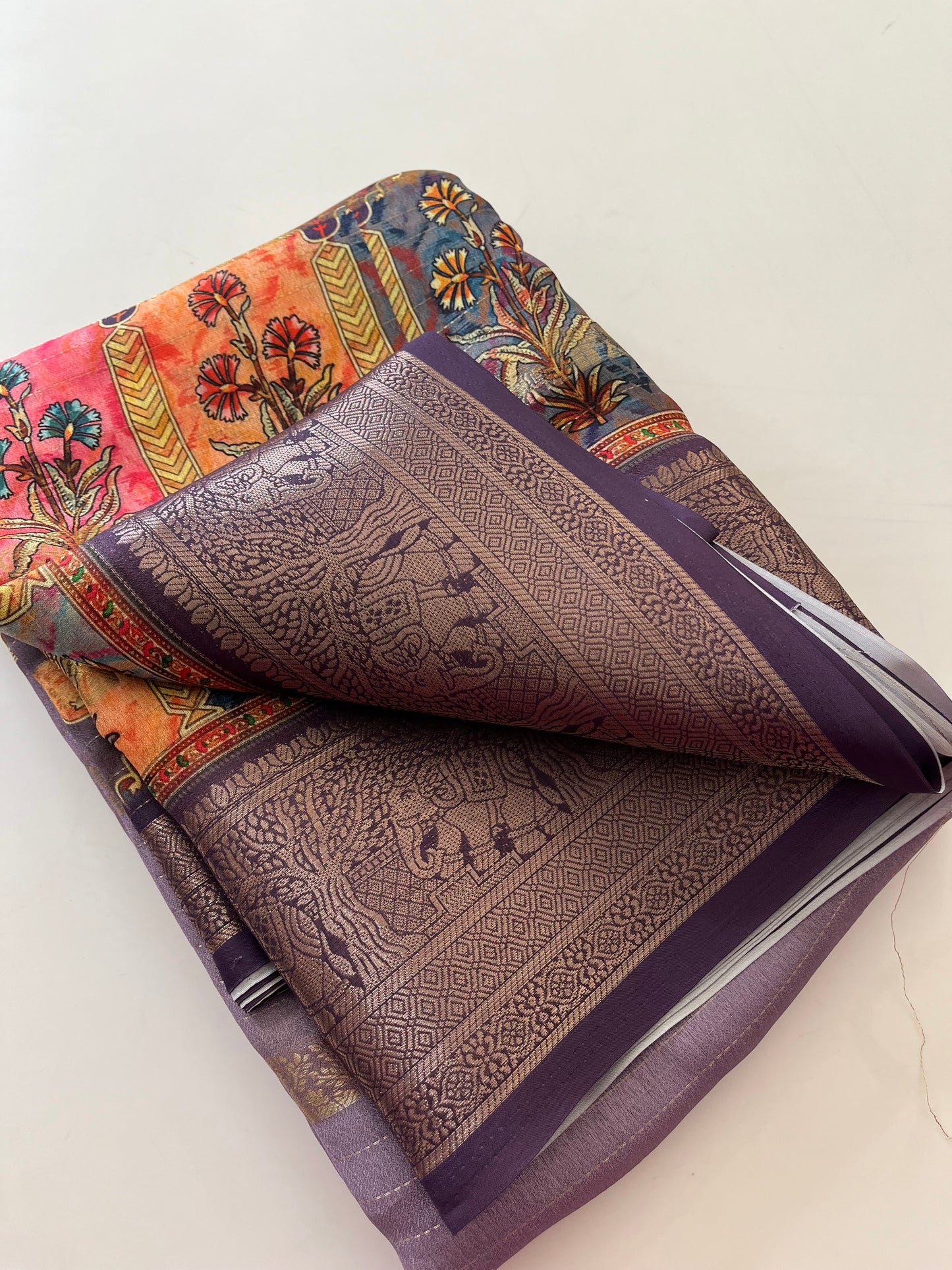 Printed Tussar silk