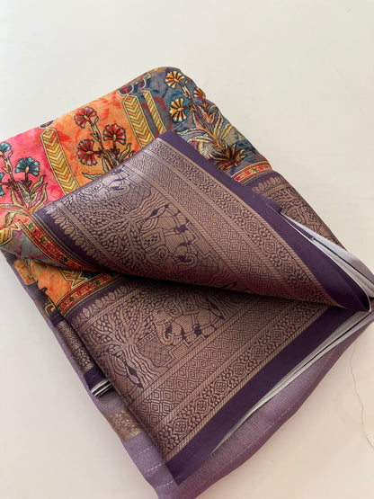 Printed Tussar silk