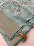 🌹Tussar Silk Sarees in Full Embroidery Work With Self Pattern Blouse 🌹
JU23