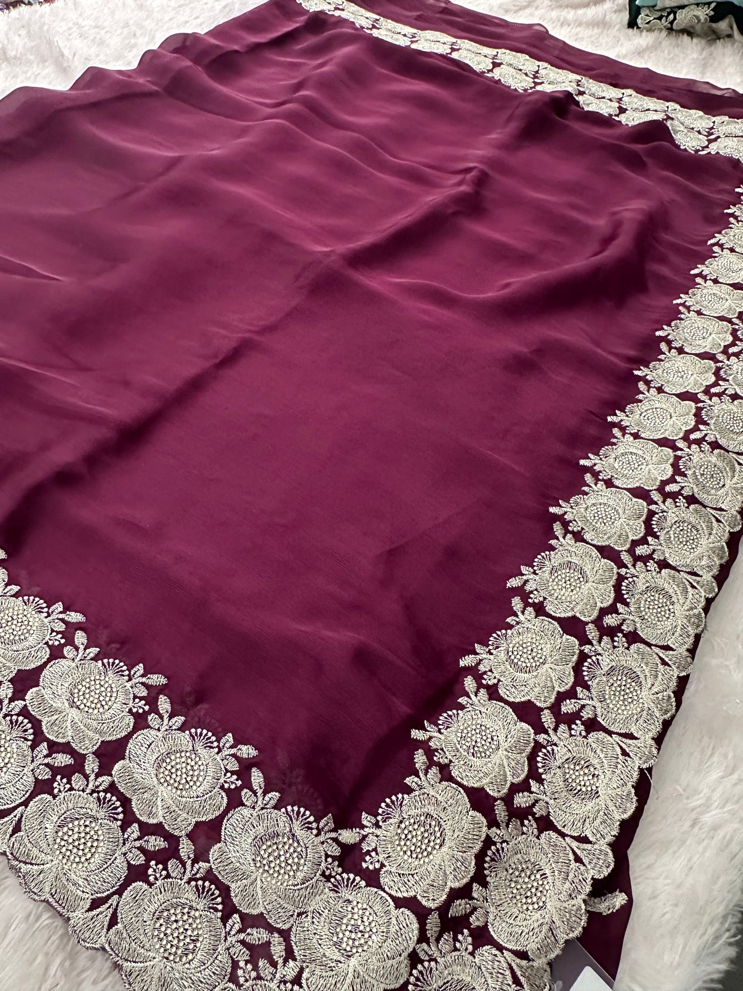 Soft Organza Silver Work-M12