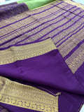 Pure 120GSM Mysore Crape Silk Sarees🌹 Silk Mark Certified 🦋
Comes in Golden Zari in Half Brocade Half Plaim Concept🌹-JU31