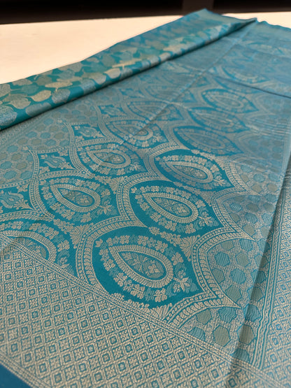 Rama Blue Soft Kanjeevaram Styles Zari Designer Saree