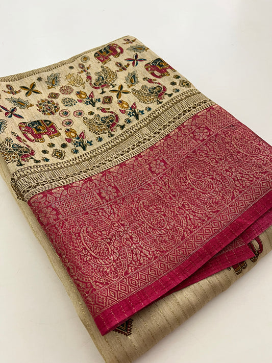 Tussar Fancy Printed