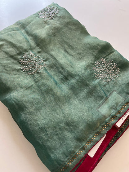 Laser Chiffon Work Saree