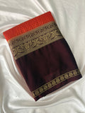 JU22 Rust Checks Crepe Saree with Brown Contrast Border Blouse