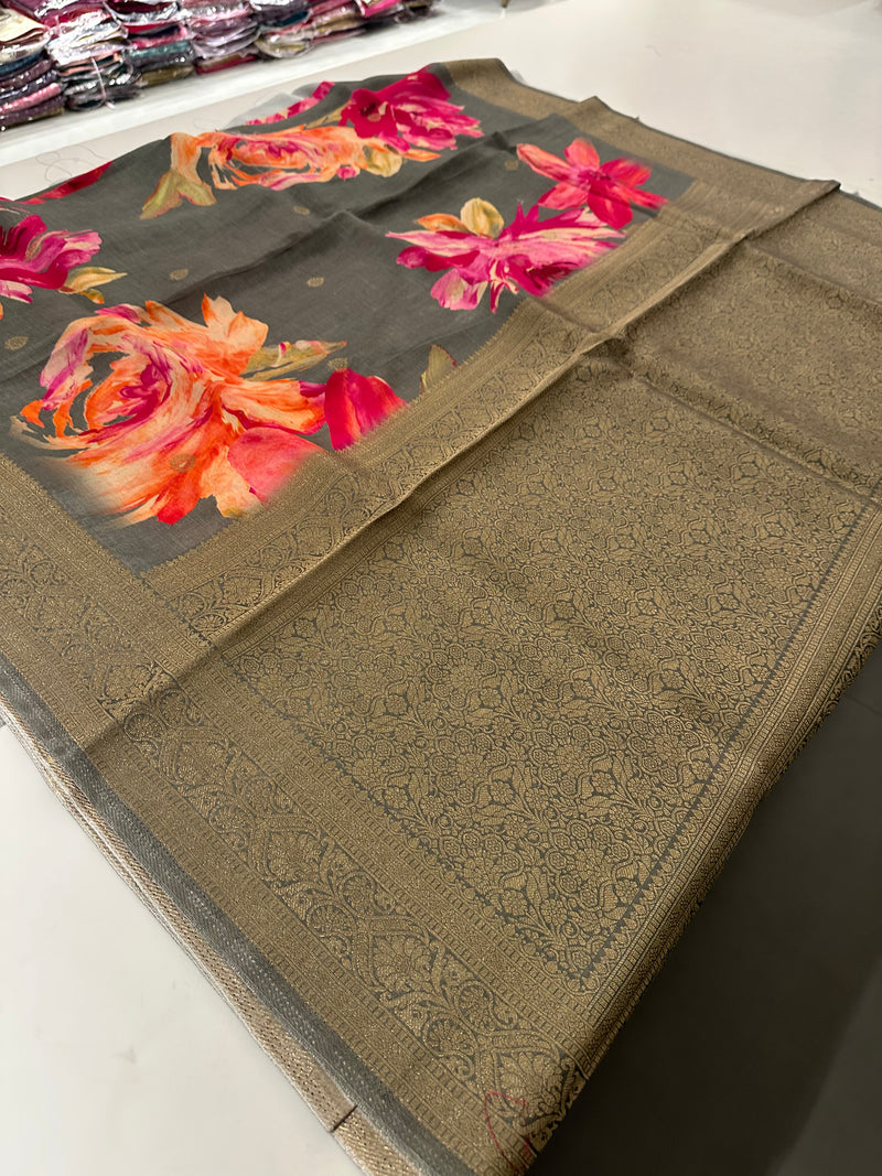 Viscose Digital Print Saree-J29