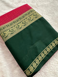 Crepe Silk Sarees in Gold weaving and Big Bentex Border,, comes in checkered pattern and contrast blouse piece 🌹