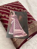 Premium Laser Chiffon Saree – Brown AU26