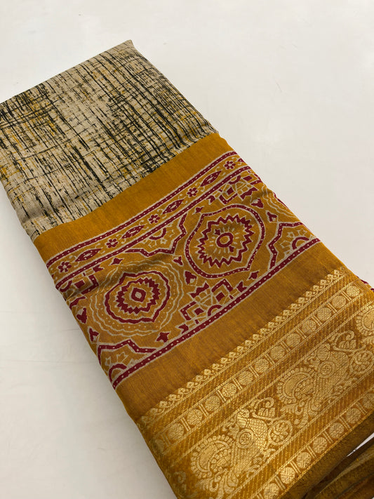 Bagru print fancy saree