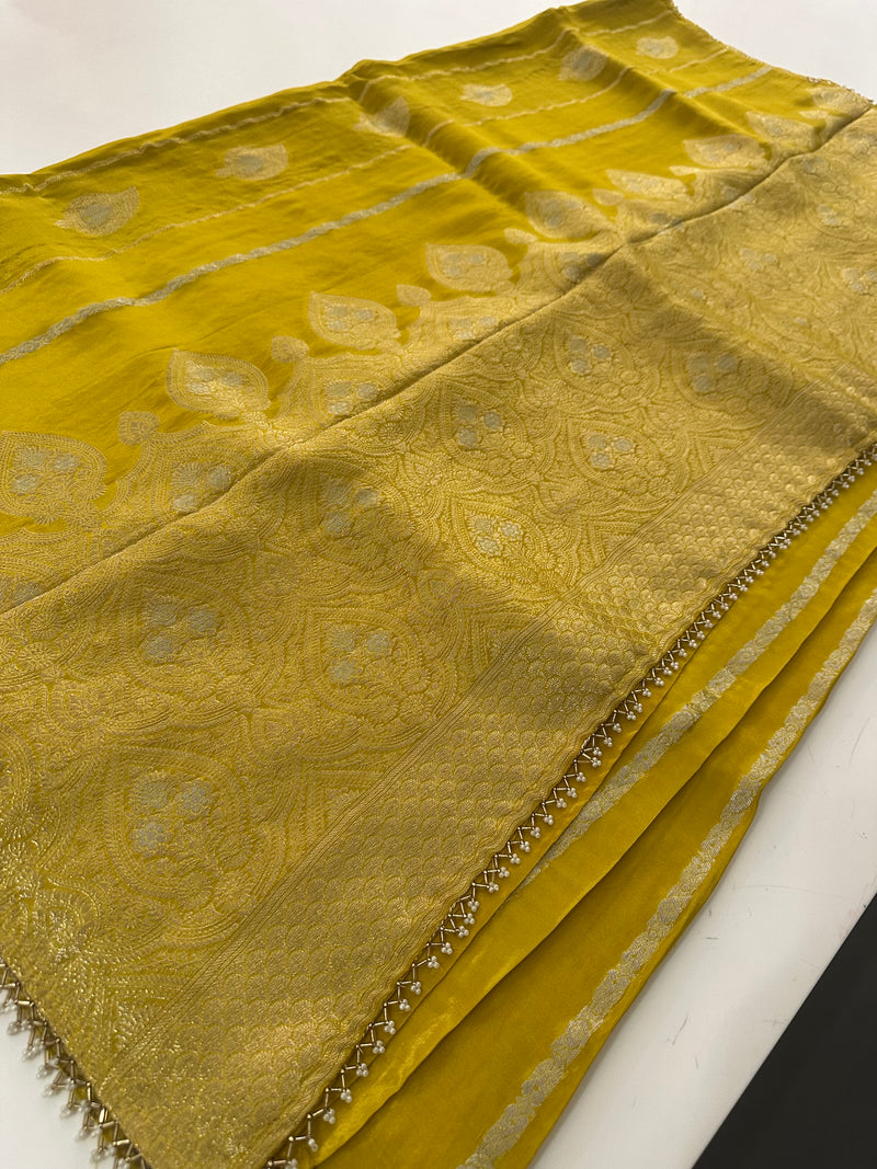 Cut Dana Work Border Chinnon Saree -AU6
