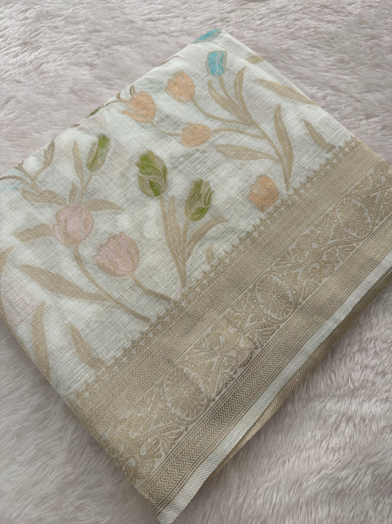 Tulips Linen Premium Saree-M13