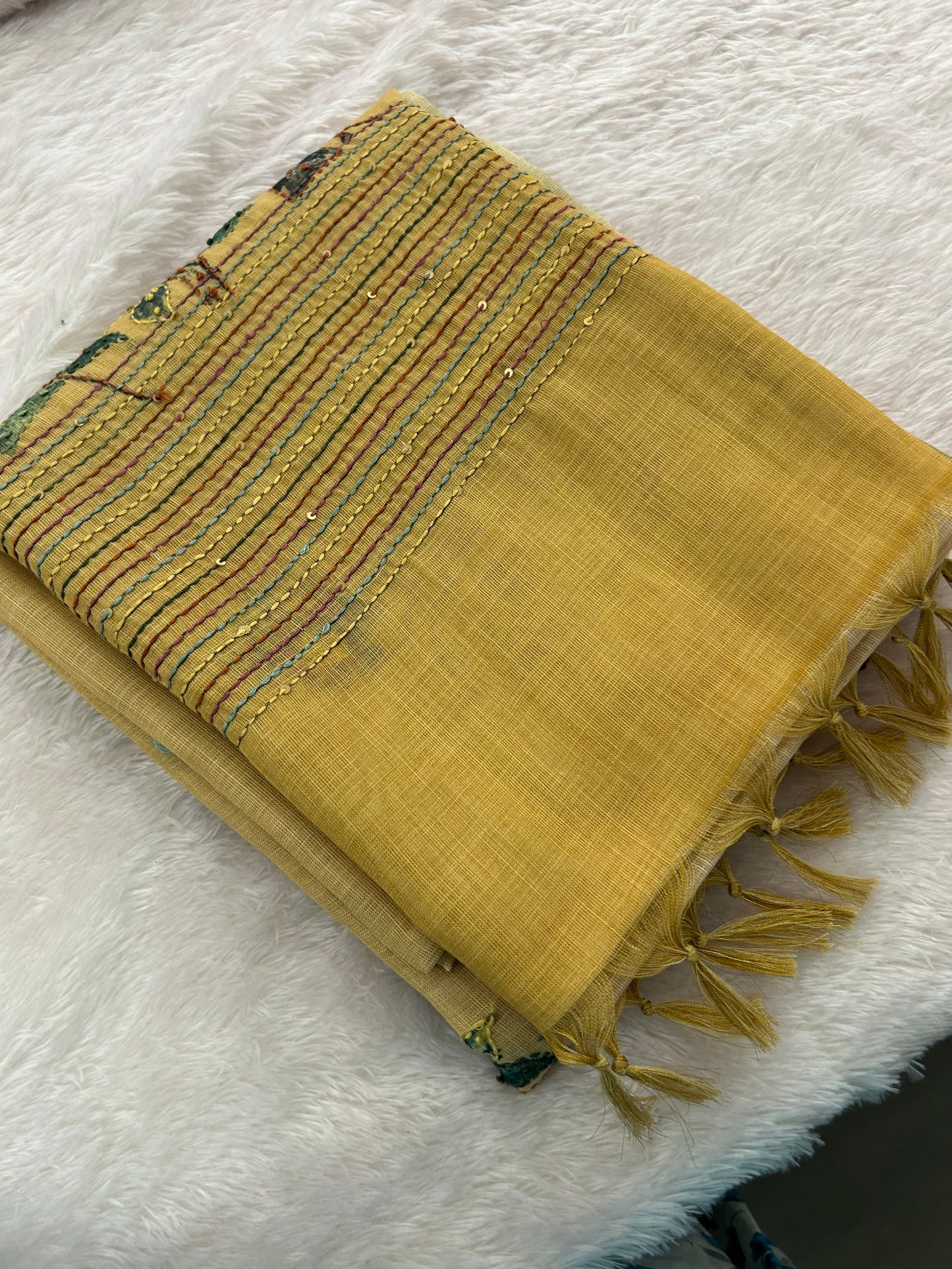Linen Knot Work Fancy Saree-M15