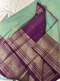 JU18 - Pista X Purple Checks Semi Silk Saree