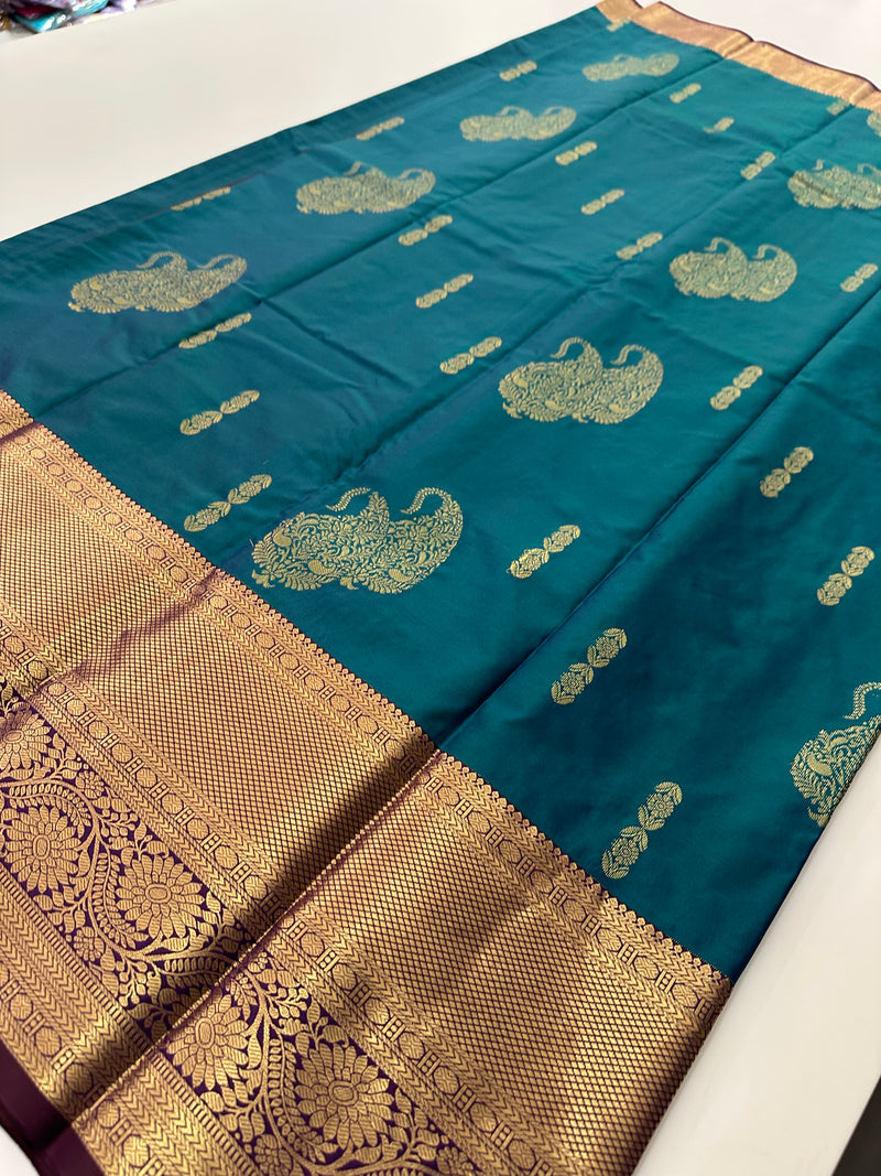 Kanchi Semi Silk Sarees in beautiful color combinations🌹- AU12
