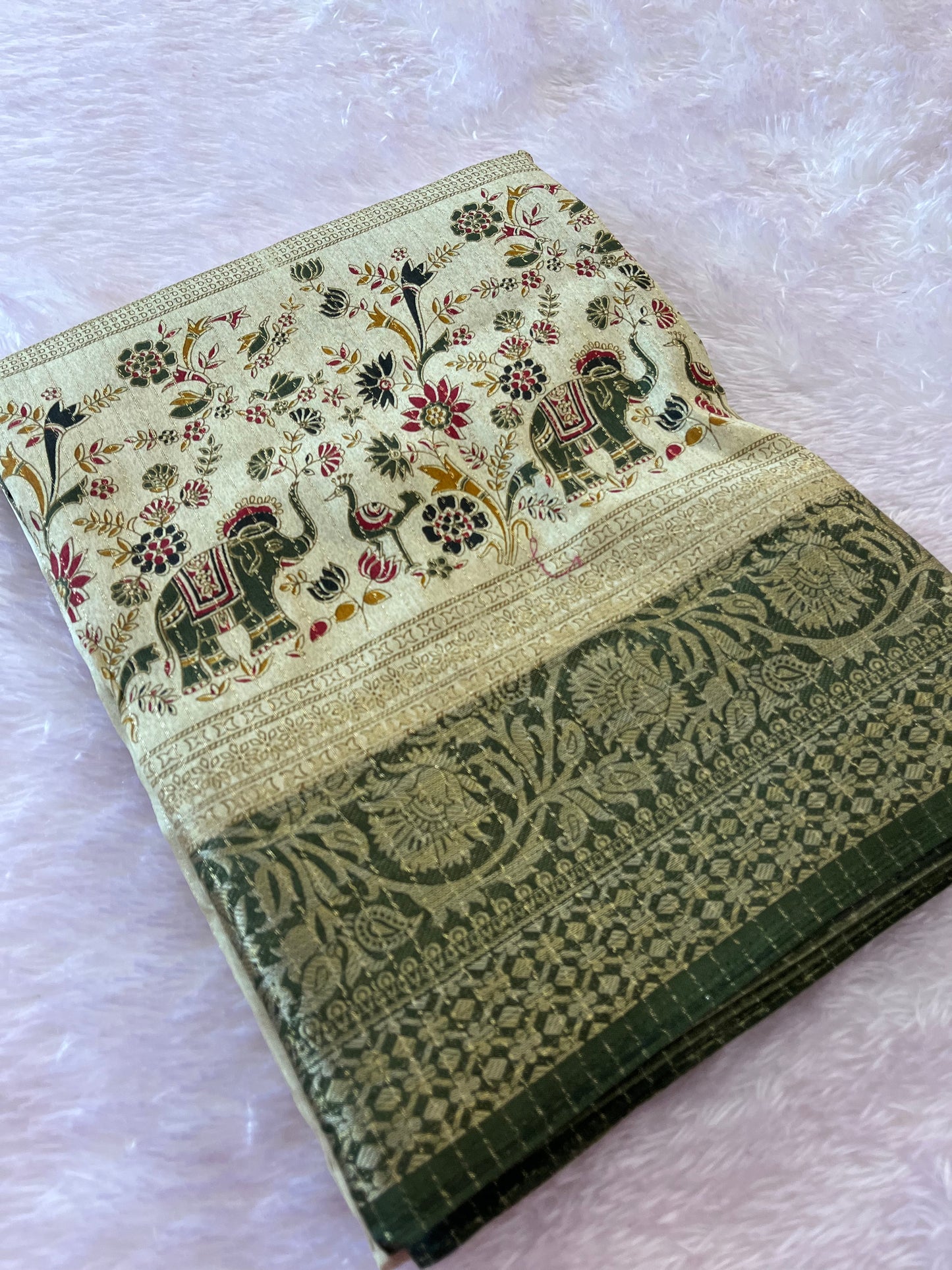 Tussar fancy saree printed