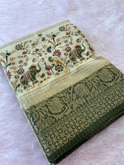 Tussar fancy saree printed