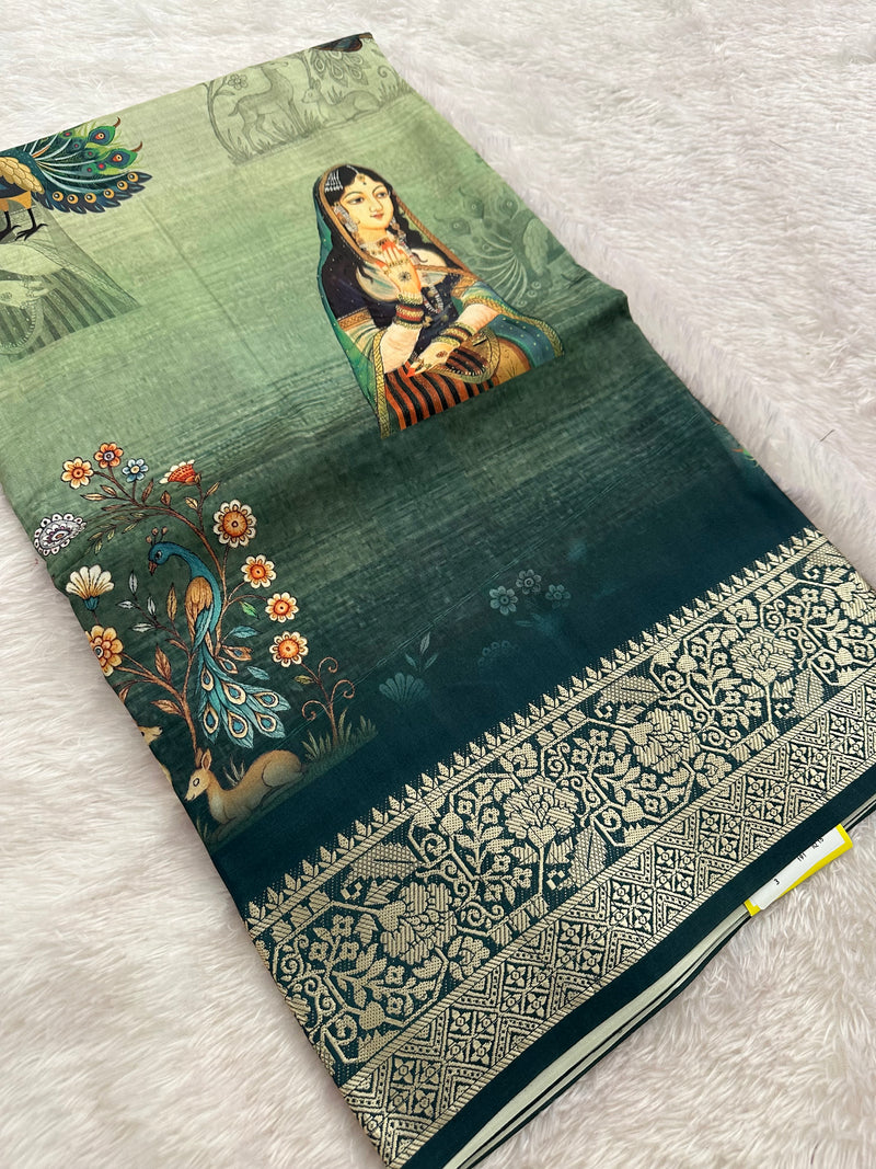 Kalamkari Printed Crape-JU14