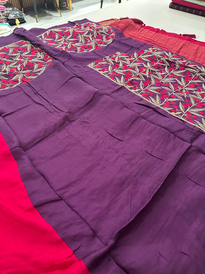 Pink Banarsi Crepe Silk Designer Saree AU26