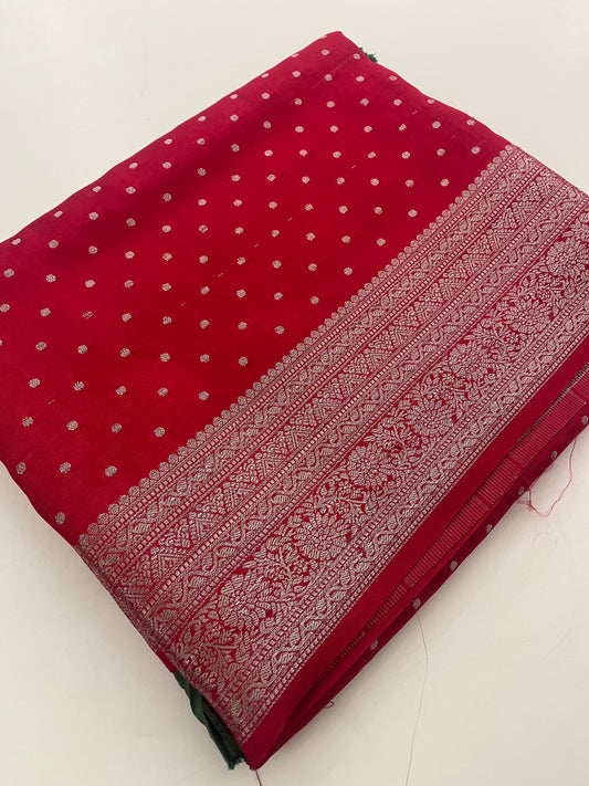 Banarsi Crape Silver Butties