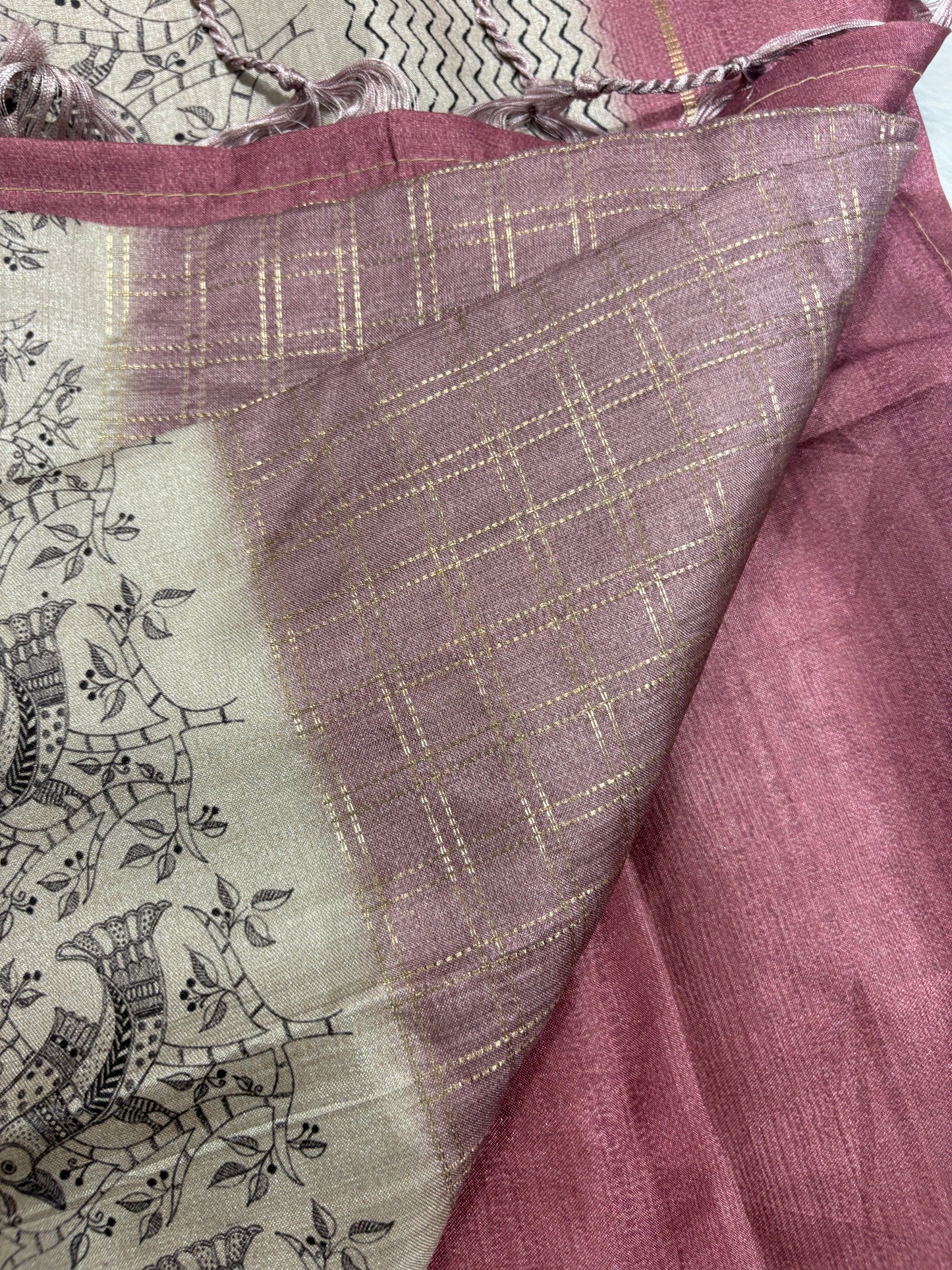 Pink Kalamkari Tussar Fancy Saree-M101