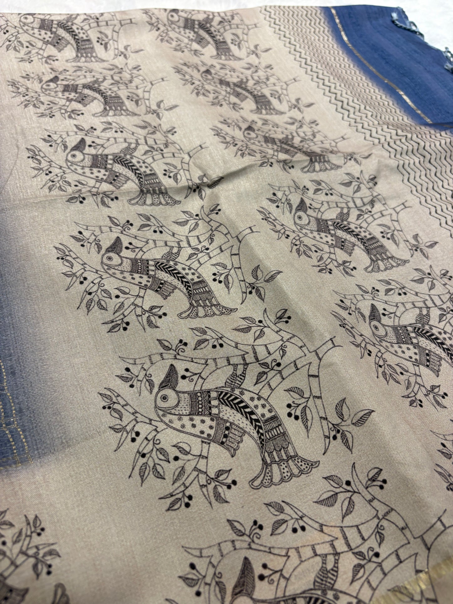 Kalamkari Tussar Fancy Saree-M101