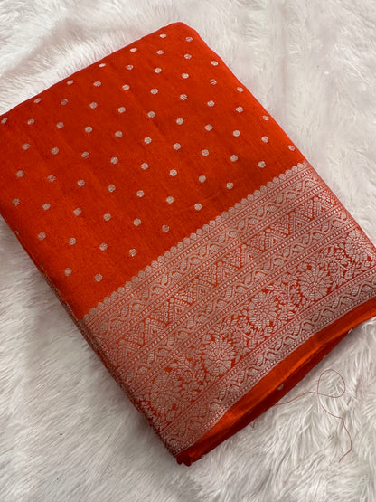 Banarsi Crape Silver Butties-A19