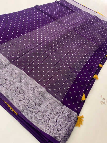 Banarsi Crape Silver Butties