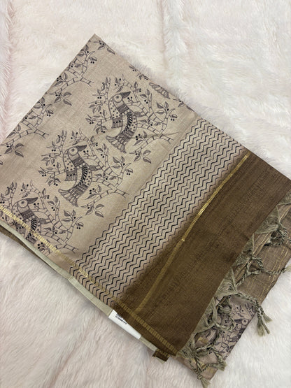 Kalamkari Tussar Fancy Saree-M101