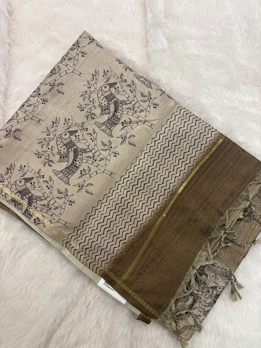 Kalamkari Tussar Fancy Saree-M101