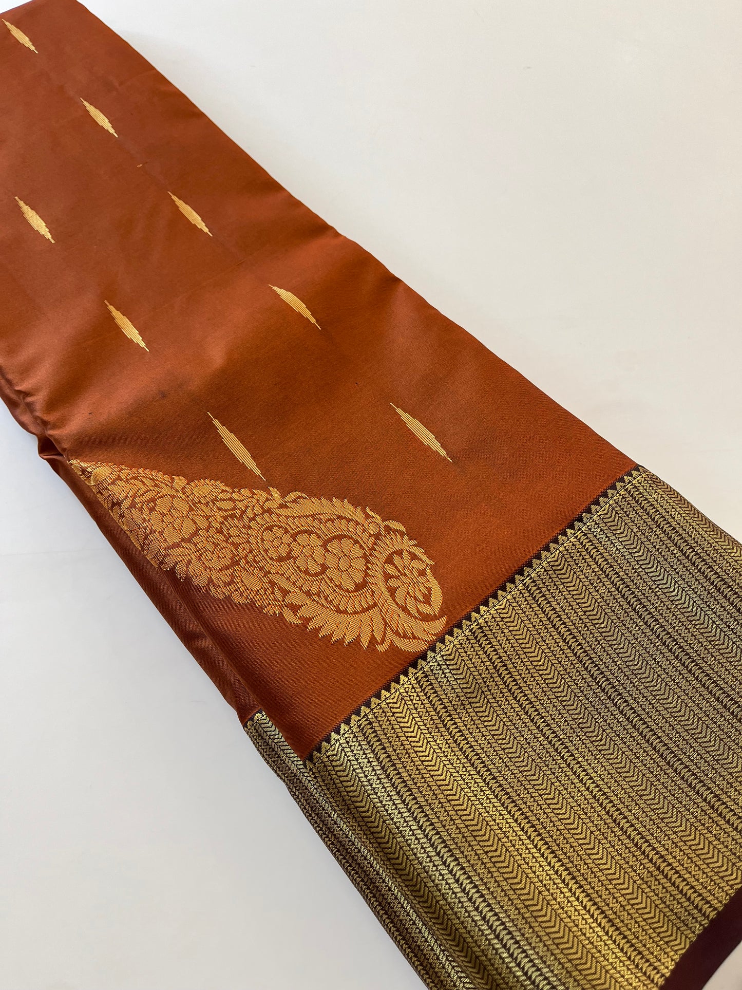 Rust orange x deep wine semi Pattu saree
