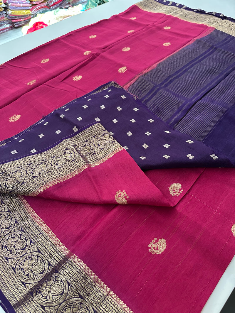 Tussar Fancy Saree in New Contrast Borders🌹- AU-17