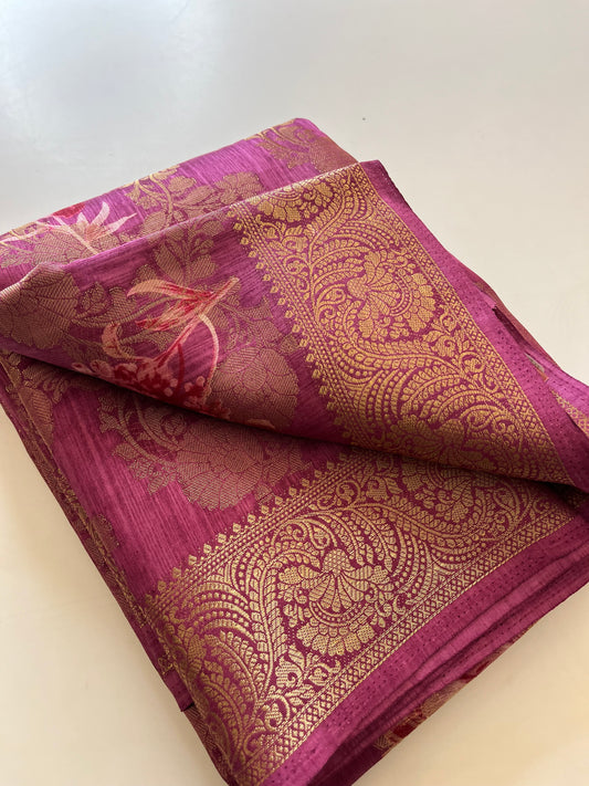 Tussar printed fancy