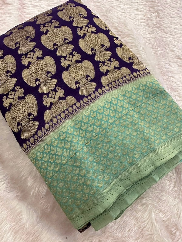 Beautiful Soft Georgette Sarees In Full Garuda Buttas-Ju21
