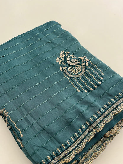 Tussar fancy embroidery buttas