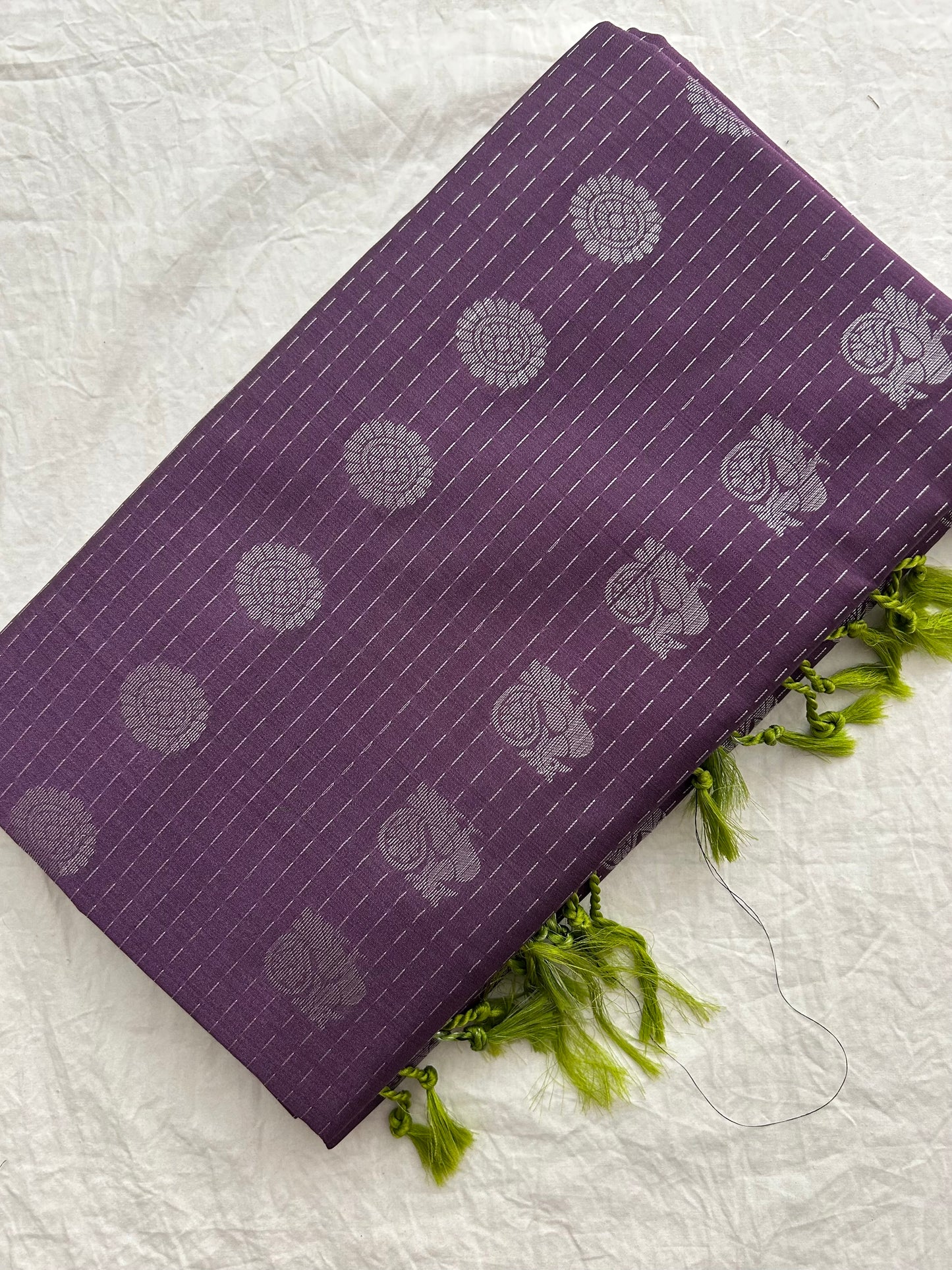 Ananta semi silk saree-Purple X green