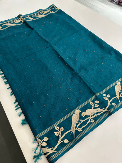 Premium Tussar Work Gold weaving BUTTAS -M25