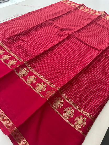 Fancy Checks Crape Silk Saree -M30