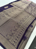 Purple x Pink Tussar Designer Saree with Mango Butta All Over JU24