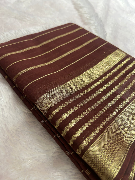 Striped All Self Semi Mysore Silk