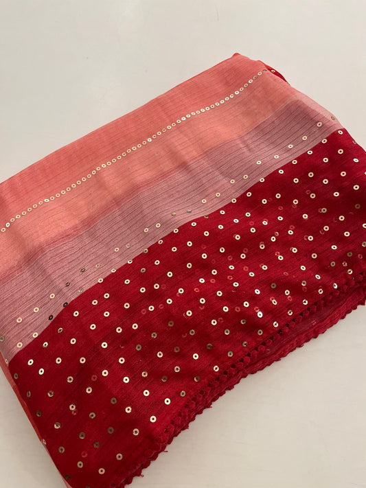 Designer peach saree