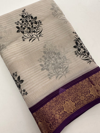 Fancy Cotton Chiffon Saree-J1