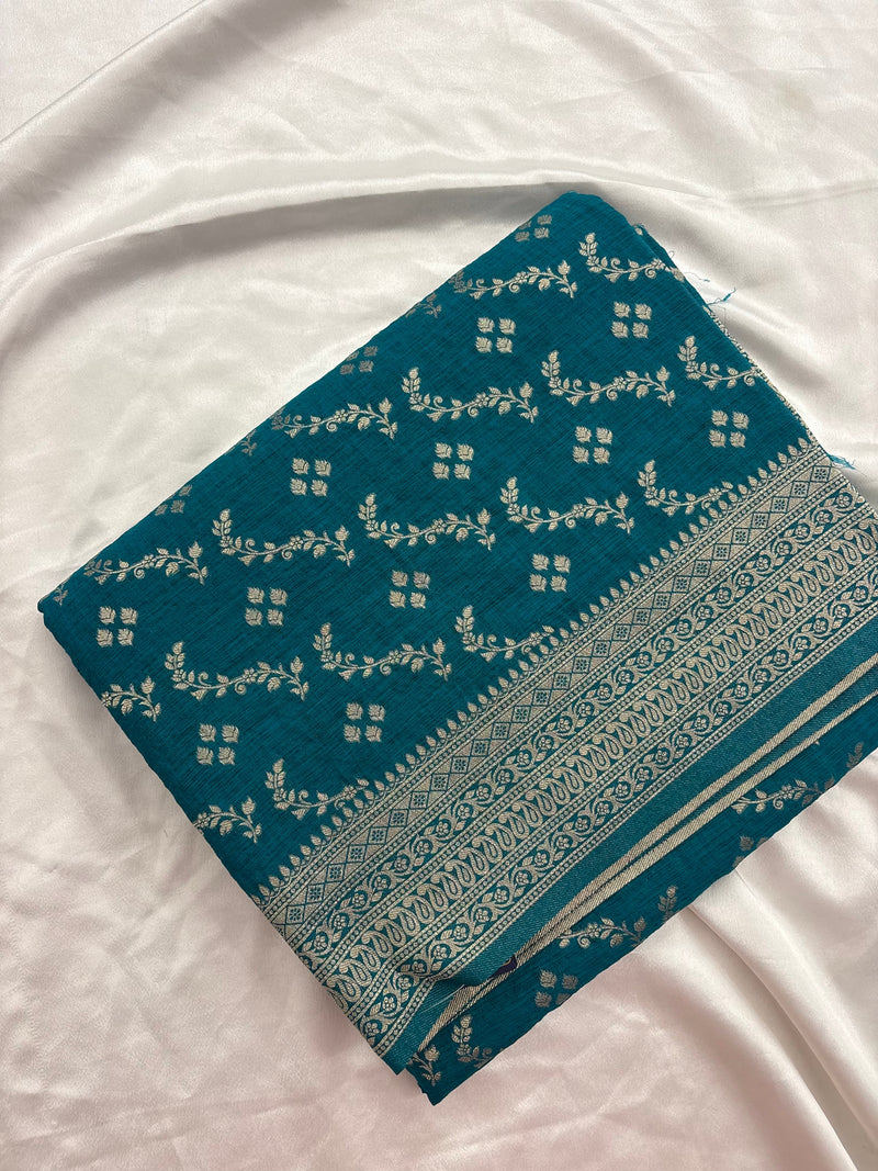 Rust Heritage Linen Designer Saree with Butta Design 🌹-AU2