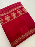 Garuda Bentex Border With Small Checks Pattern in Semi Mysore Silk Saree
-J29