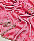 Georgette crush with embroidery work butti comes with embroidery work arka border J18