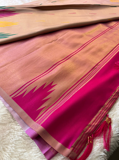 Gold Tissue Silk Temple Design-1028